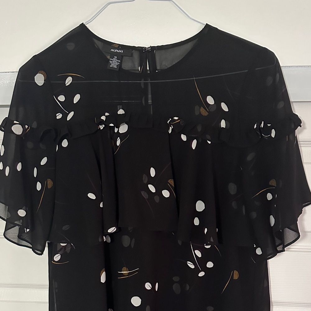 Alfani Black Dress with White and Brown Accents